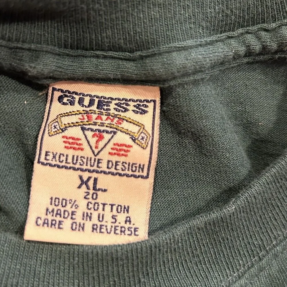 Vintage Guess Jeans Mens T Shirt USA Size 20-XL Green‎ - Picture 5 of 6